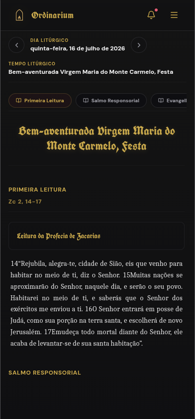 Tela de Liturgia Diária